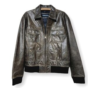 Whet Blu Leather Bomber Jacket Size Large NWT